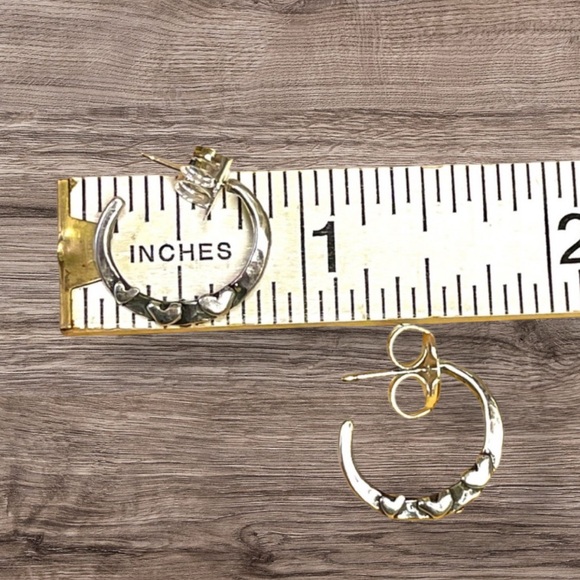 Jes MaHarry Stars & Hearts Delicate Sterling Silver Hoops Posts Organic Earrings - Picture 8 of 11